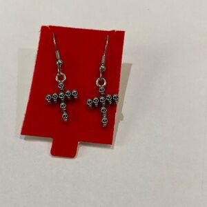 Silver Cross Dangle Earrings